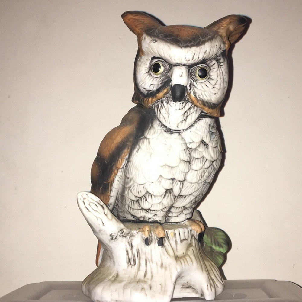 Owl music box statuette